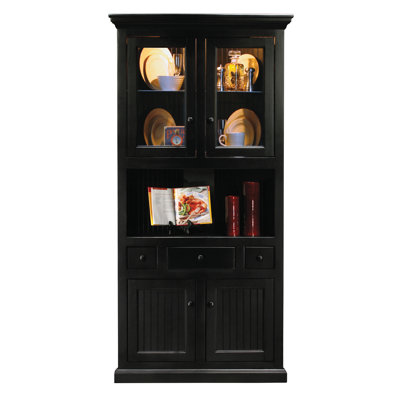 Meredith Corner Display Stand Door Type: Glass, Finish: Smoky Blue