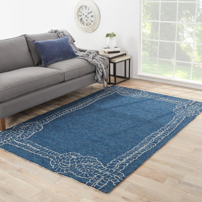 Sandtown Blue/Ivory Indoor/Outdoor Area Rug Rug Size: 5' x 7'6 | 50 Nautical Inspired Ideas For Home Decor | Inexpensive Nautical Decor | DIY Home Decor | theMRSingLink