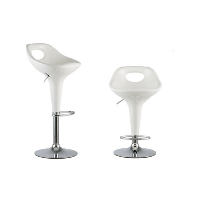 2 Piece Adjustable Height Swivel Bar Stool Set Color: White