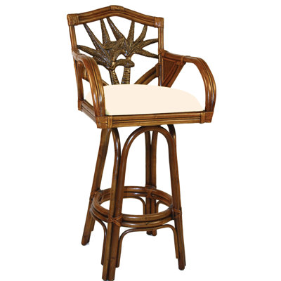 Cypress 24 inch Swivel Bar Stool Upholstery Color: Seaworthy Coral Red