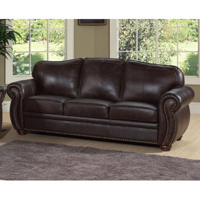 Astoria Grand ASTG2794 29072143 Nassau Leather Sofa