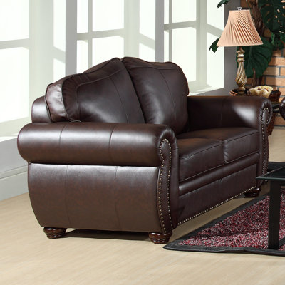 Astoria Grand ASTG2958 30349791 Nassau Leather Loveseat