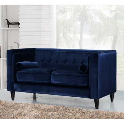 Willa Arlo Interiors WRLO3681 Roberta Velvet Chesterfield Loveseat Upholstery