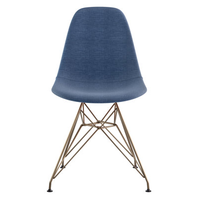 Eiffel Side Chair Upholstery: Dodger Blue, Finish: Brushed Brass