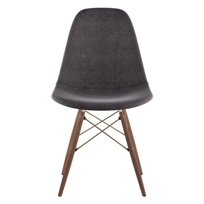 Dowel Side Chair Upholstery: Charcoal Gray, Finish: Walnut