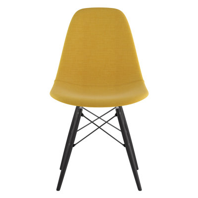 Dowel Side Chair Upholstery: Papaya Yellow, Finish: Black