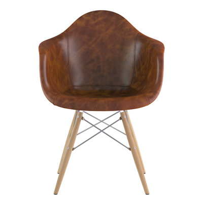 Dowel Arm Chair Upholstery: Weathered Whiskey, Finish: Natural