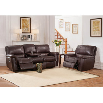 Darby Home Co DABY4637 Ayler 2 Piece Leather Reclining Living Room Set