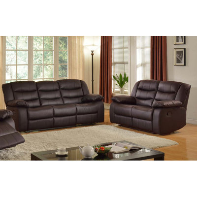 7666-BN-2PC Living In Style Dark Brown Living Room Sets