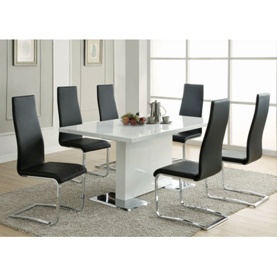 7 Piece Dining Set Chair Finish: Black