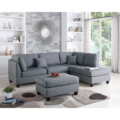 Infini Furnishings INF7606JBW Reversible Chaise Sectional Upholstery