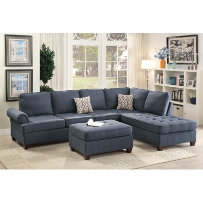 Infini Furnishings INF6991JBW Reversible Chaise Sectional Upholstery