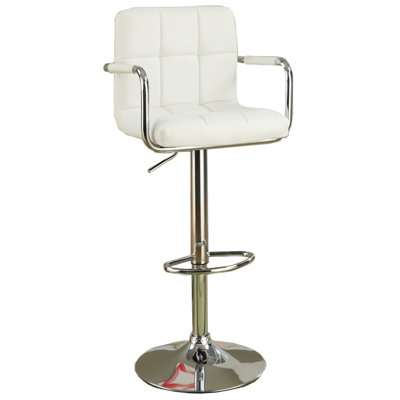 Adjustable Height Swivel Bar Stool Upholstery: White