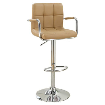 Adjustable Height Swivel Bar Stool Upholstery: Brown