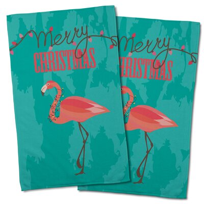 Holiday Flamingo Christmas Hand Towel