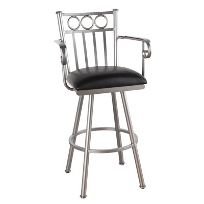 Washington 26 inch Swivel Bar Stool Upholstery: Ford Red, Frame Finish: Matte Black