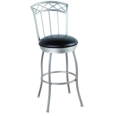 Portville 34 inch Swivel Bar Stool Upholstery: Bacova Barley, Frame Finish: Flintrock Gray