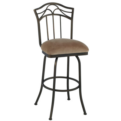 Berkeley 26 inch Swivel Bar Stool Upholstery: Element Macchiato, Frame Finish: Flintrock Gray