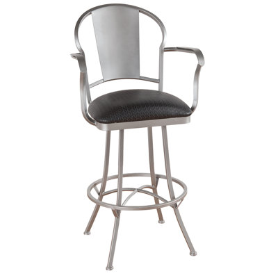 Charleston 30 inch Swivel Bar Stool Frame Finish: Pebblestone, Upholstery: Element Macchiato