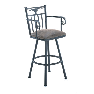 Longhorn 34 inch Swivel Bar Stool Frame Finish: Sun Bronze, Upholstery: Victoria Dark Brown