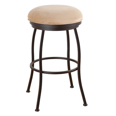 Bristol 26 inch Swivel Bar Stool Frame Finish: Sun Bronze, Upholstery: Corona Earth