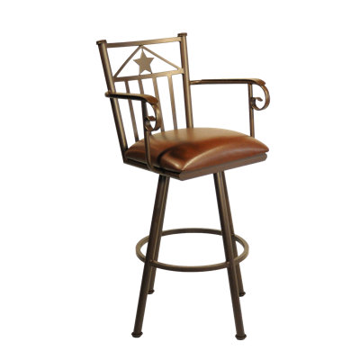 Lonestar 30 inch Swivel Bar Stool Frame Finish: Flintrock Gray, Upholstery: Ford Dune