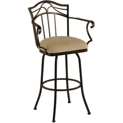 Berkeley 26 inch Swivel Bar Stool Frame Finish: Pebblestone, Upholstery: Bacova Barley