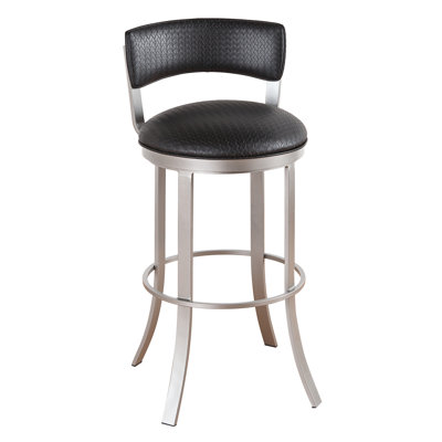 Bailey 34 inch Swivel Bar Stool Frame Finish: Matte Black, Upholstery: Bacova Barley