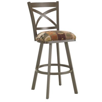 Edison 34 inch Swivel Bar Stool Upholstery: Ford Brown, Frame Finish: Sun Bronze
