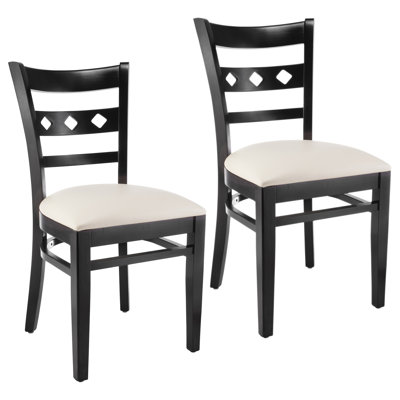 Duno Side Chair (Set of 2) Upholstery: Neutral Microfiber, Finish: Black