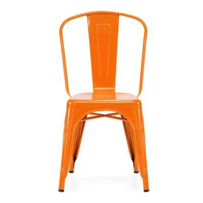 Halie Steel Side Chair (Set of 4) Finish: Glossy Orange