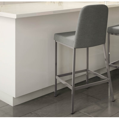 Mesic 30.13 inch Bar Stool Upholstery: Glossy Grey/Medium Grey