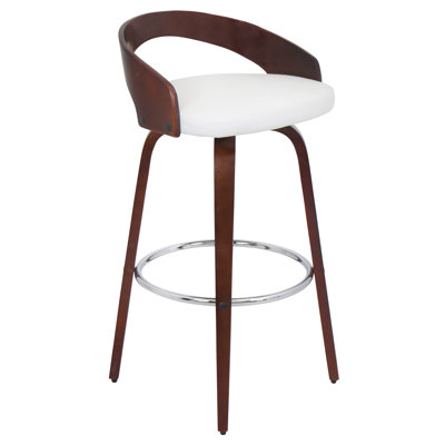 Victoria 24.25 inch Swivel Bar Stool Upholstery: Cherry/White