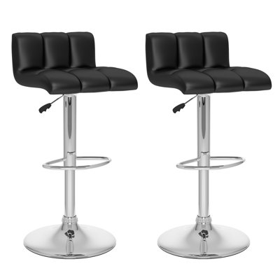 Andres Adjustable Height Swivel Bar Stool Upholstery: Black