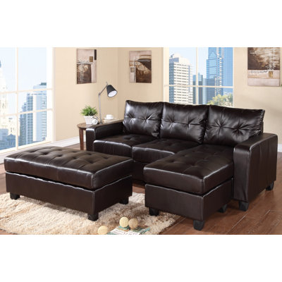 Latitude Run LTRN2322 27751034 Reversible Chaise Sectional in Espresso