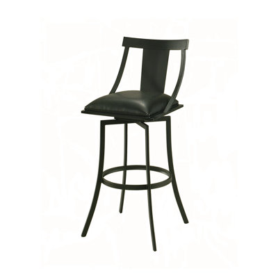 Antlia 31 inch Swivel Bar Stool Finish: Graphite Black, Upholstery: Ford Black
