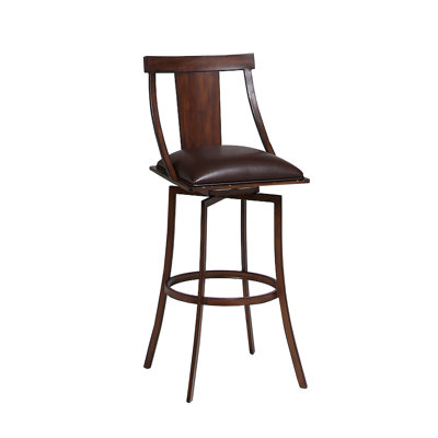 Antlia 27.5 inch Swivel Bar Stool Finish: Noyer, Upholstery: Ford Brown