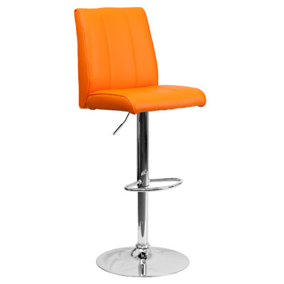 Winnols Adjustable Height Swivel Square Bar Stool (Set of 2) Upholstery: Orange