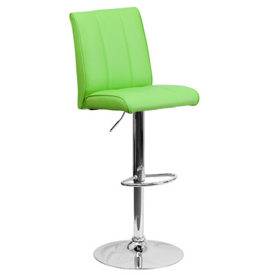 Winnols Adjustable Height Swivel Square Bar Stool (Set of 2) Upholstery: Green