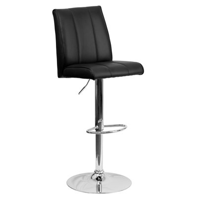 Winnols Adjustable Height Swivel Square Bar Stool (Set of 2) Upholstery: Black
