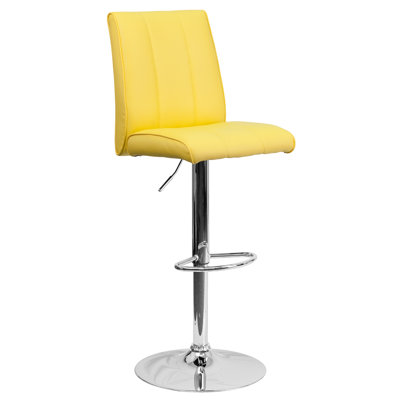 Winnols Adjustable Height Swivel Square Bar Stool (Set of 2) Upholstery: Yellow