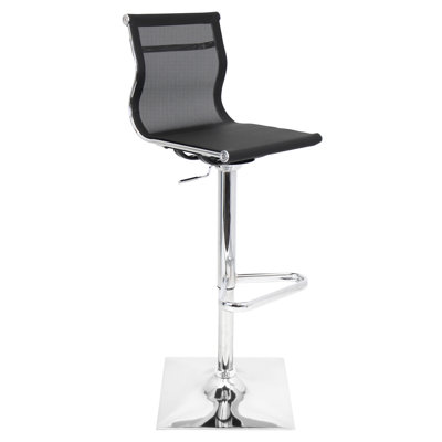 Emmaline Adjustable Height Swivel Bar Stool Upholstery: Black