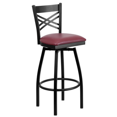 Brennen 32 inch Swivel Bar Stool (Set of 2) Upholstery: Burgundy