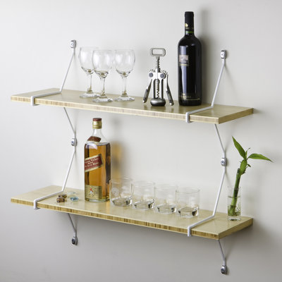 Double Bamboo Shelves with Diagonal Brackets Double Bamboo Shelves with Diagonal Brackets
