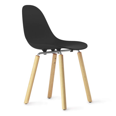 TA Side Chair Upholstery: Black, Finish: Natural Oak