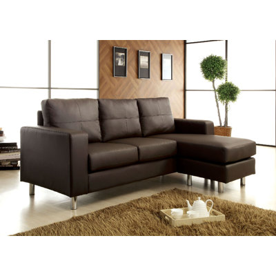 A&J Homes Studio WF2DBROWN Reversible Chaise Sectional Upholstery