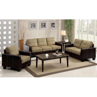 A&J Homes Studio 65WF9A8J-TAN-3PCS Parma 3 Piece Sofa and Loveseat with Chair Set