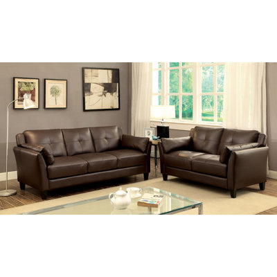 A&J Homes Studio 67WF17BRN-2SET Newport Sofa and Loveseat Set