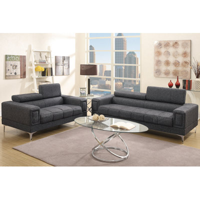 A&J Homes Studio F7W2A4J8BLK Stacy Sofa and Loveseat Set