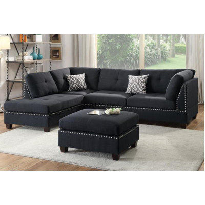 A&J Homes Studio F6WF9A7J4BLK Tammy Reversible Chaise Sectional